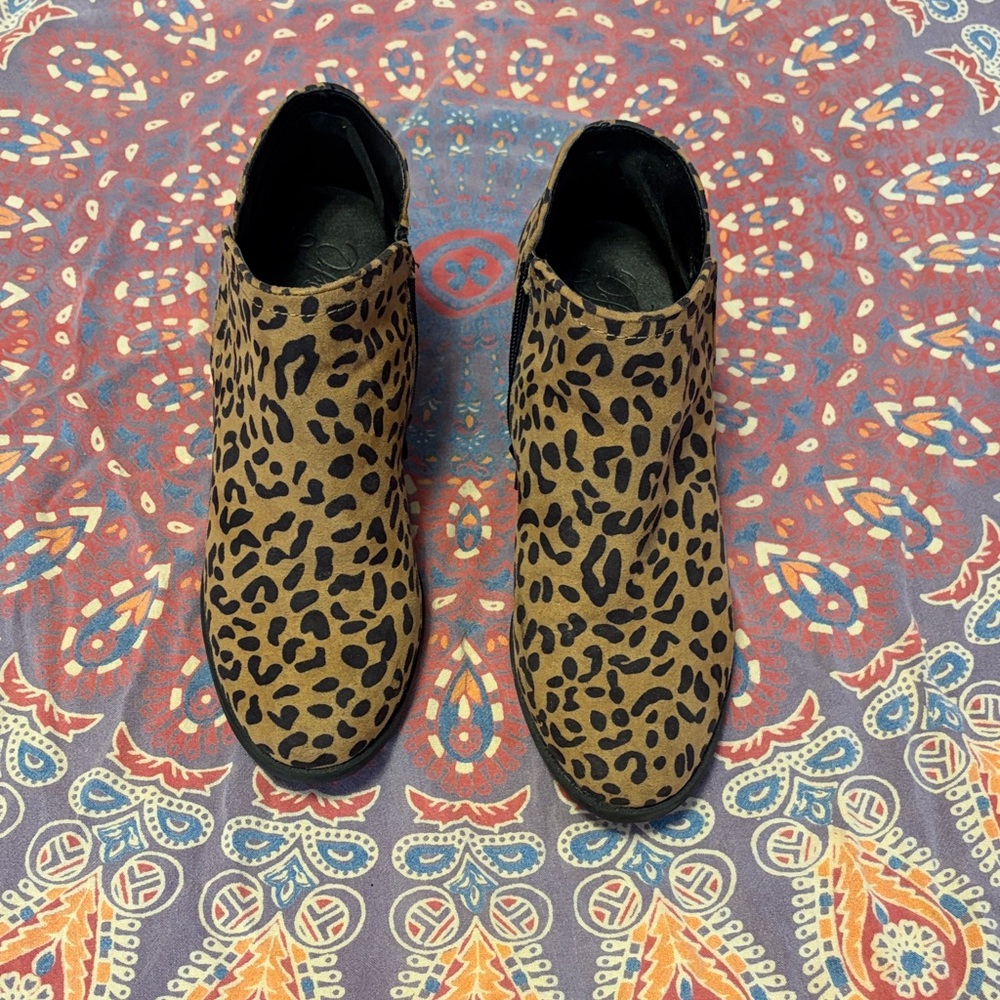 Fergie Leopard Print Ankle Boots